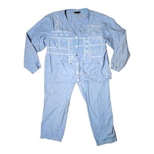 Vintage Muneli Embroidered Cotton Two-Piece Set XL – Artsy Lounge Outfit